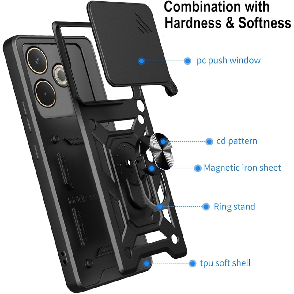 Husa pentru Samsung Galaxy Xcover7 Pro, SKYDDAR INNOVATION, CamShield, Negru, set cu sticker - 2 | YEO