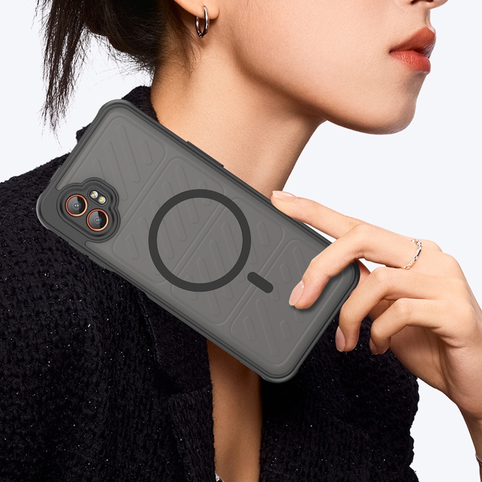 Husa pentru Samsung Galaxy Xcover7 Pro, SKYDDAR INNOVATION, HaloFrost MagSafe II, Antisoc, set cu sticker, Negru - 7