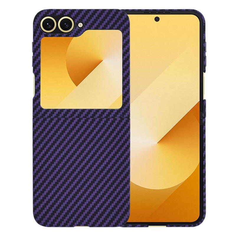 Husa pentru Samsung Galaxy Z Flip6, Finisaj Premium cu Textura de Carbon, Design Elegant, SKDR CarbonFlex - Mov