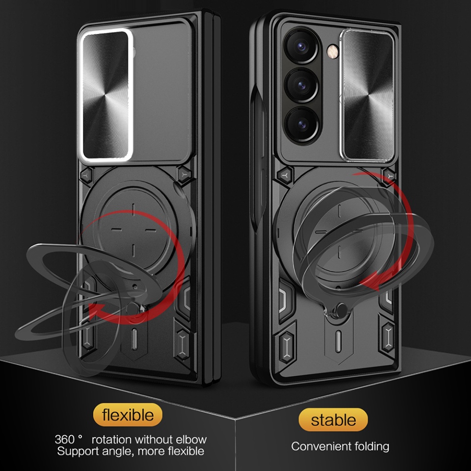 Husa pentru Samsung Galaxy Z Fold6, cu inel magnetic si suport ajustabil, protecție completa camera, SKDR SafeCover - Mov - 3 | YEO