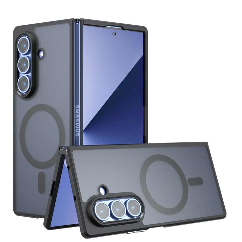 Husa pentru Samsung Galaxy Z Fold7, SKYDDAR INNOVATION, PureFrost MagSafe, AntiSoc, set cu sticker, Negru frost - 0 | YEO