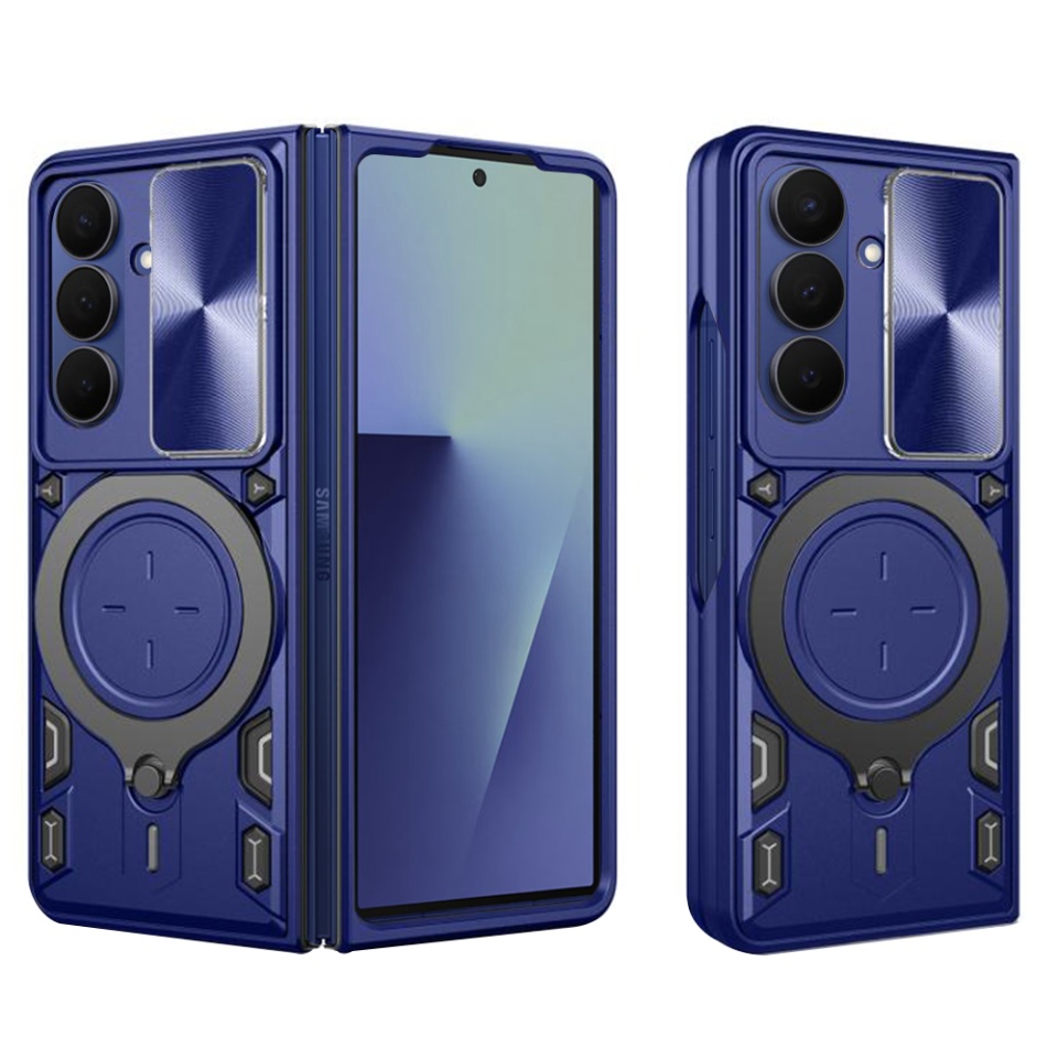 Husa pentru Samsung Galaxy Z Fold7, SKYDDAR INNOVATION, SafeCover, Inel Magnetic, Protectie Camera, Albastru, set cu sticker