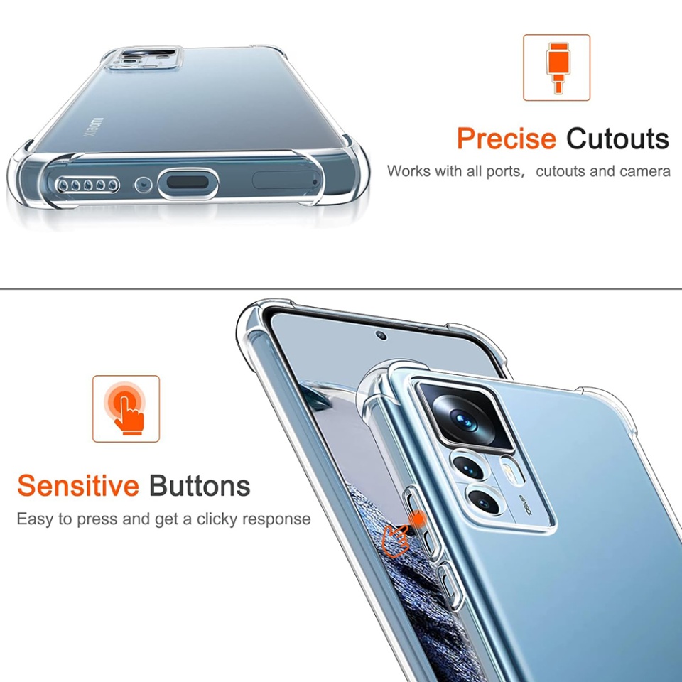 Husa pentru Xiaomi 12T / 12T Pro , SKYDDAR INNOVATION, Shockproof Clear din Silicon Slim, Transparenta, set cu sticker - 3 | YEO