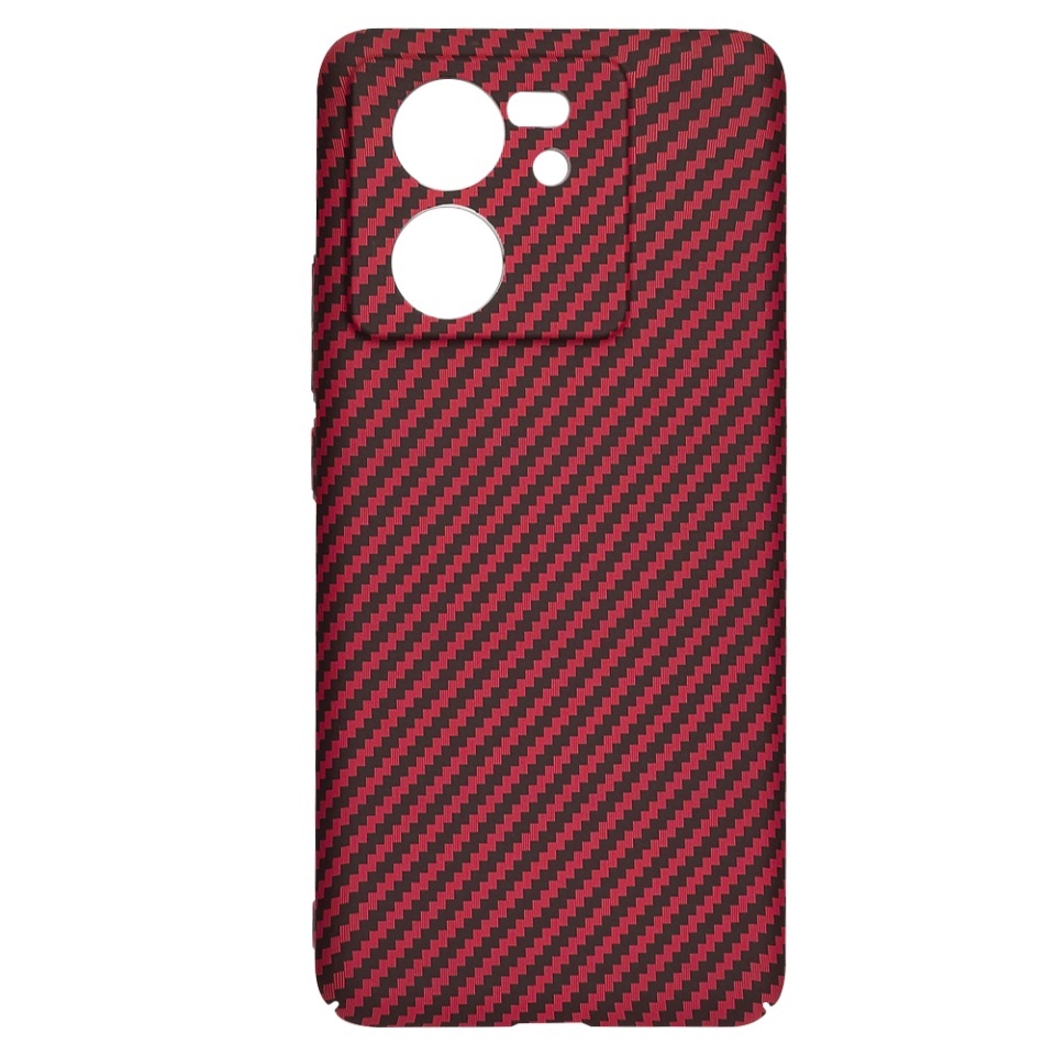 Husa pentru Xiaomi 13T / 13T Pro, SKYDDAR INNOVATION, textura carbon, Carbonite FiberShell, set cu sticker, Rosu, - 3 | YEO