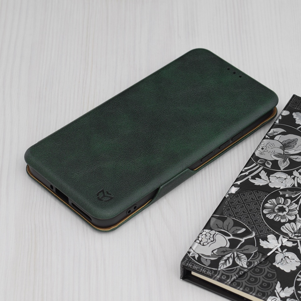 Husa pentru Xiaomi 14 Pro, SKYDDAR INNOVATION, Safe Wallet tip carte din Piele Ecologica, Suport Carduri, Inchidere Magnetica, Verde, set cu sticker - 3 | YEO