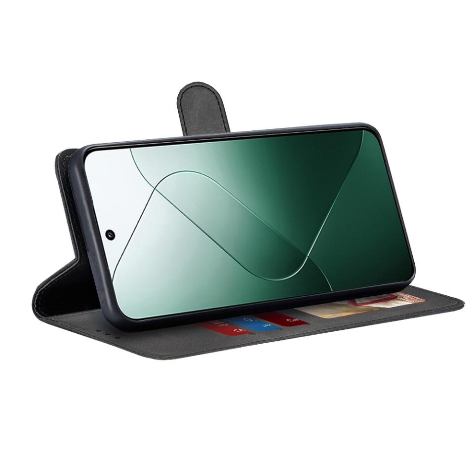 Husa pentru Xiaomi 14, SKYDDAR INNOVATION, Diary Book, tip carte, cu Portofel Interior, Antisoc, Negru, set cu sticker - 1 | YEO