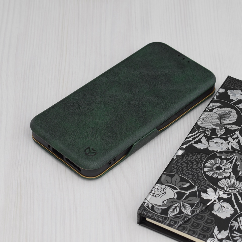 Husa pentru Xiaomi 14, SKYDDAR INNOVATION, Safe Wallet tip carte din Piele Ecologica, Suport Carduri, Inchidere Magnetica, Verde, set cu sticker - 3 | YEO