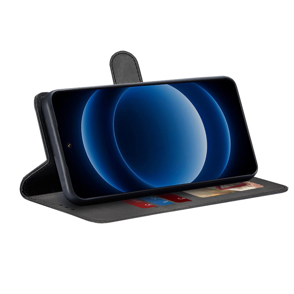 Husa pentru Xiaomi 14 Ultra, SKYDDAR INNOVATION, Diary Book, tip carte, cu Portofel Interior, Antisoc, Negru, set cu sticker - 1 | YEO