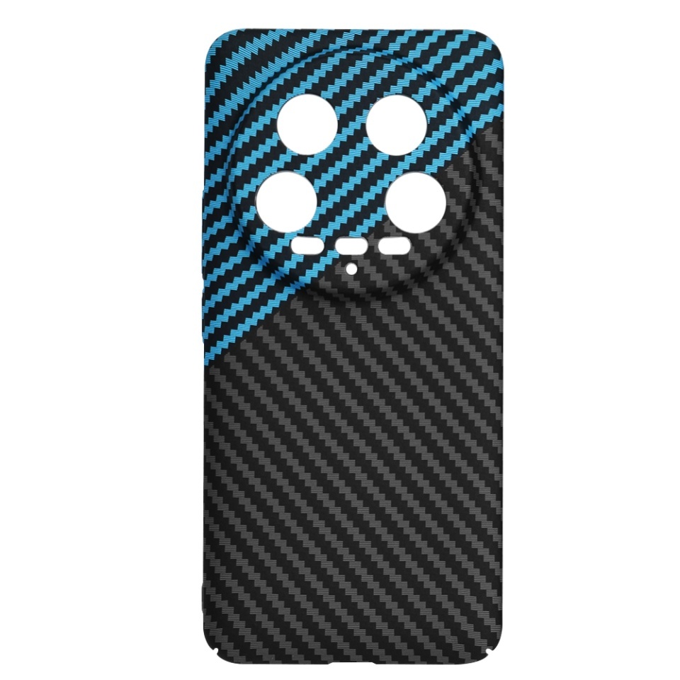 Husa pentru Xiaomi 14 Ultra, SKYDDAR INNOVATION, textura carbon, Carbonite FiberShell, set cu sticker, Bleu, - 3 | YEO