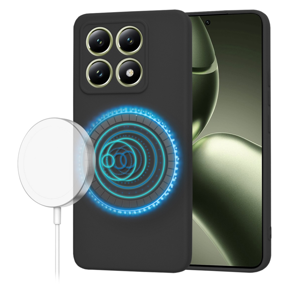 Husa pentru Xiaomi 14T din Silicon Catifelat, Protectie Premium, Skyddar SoftElegance Magsafe - Negru