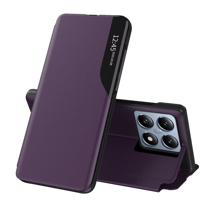 Husa pentru Xiaomi 14T Pro tip carte, Skyddar Eco View Leather - Mov