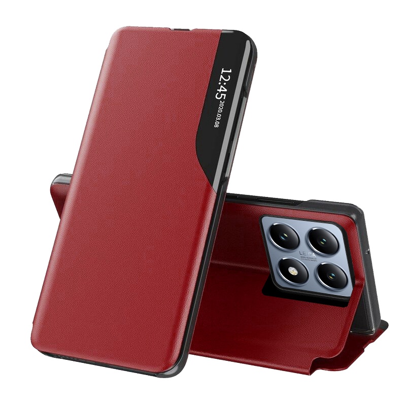 Husa pentru Xiaomi 14T Pro tip carte, Skyddar Eco View Leather - Rosu
