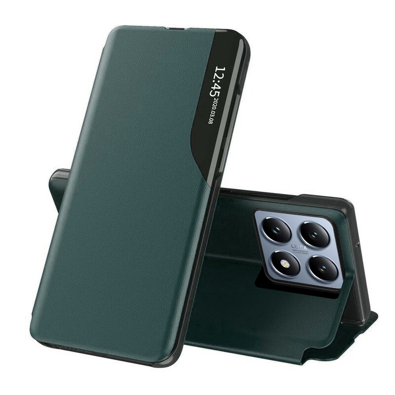 Husa pentru Xiaomi 14T Pro tip carte, Skyddar Eco View Leather - Verde