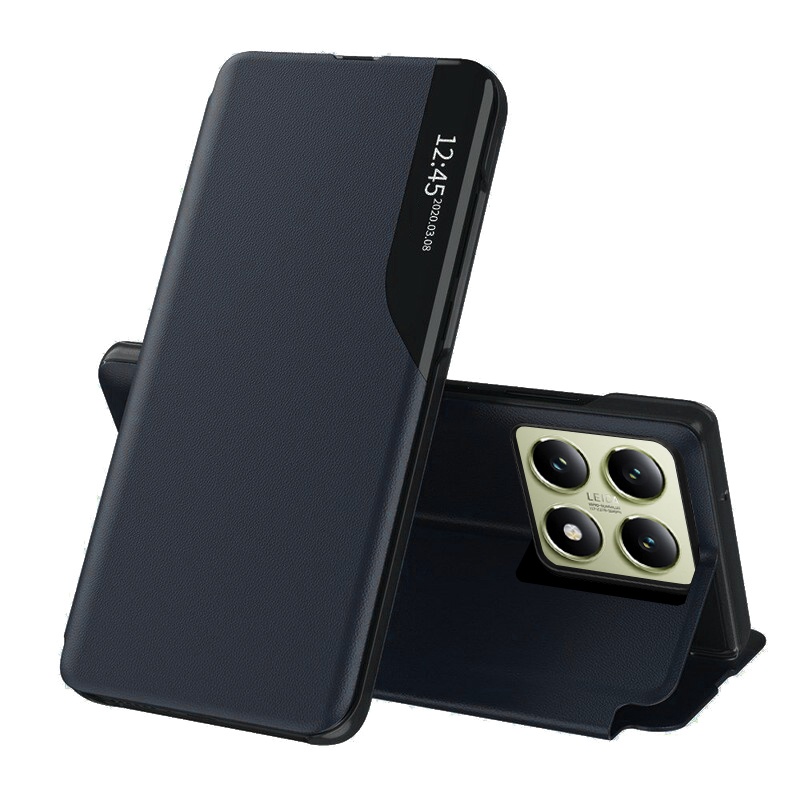 Husa pentru Xiaomi 14T tip carte, Skyddar Eco View Leather - Albastru