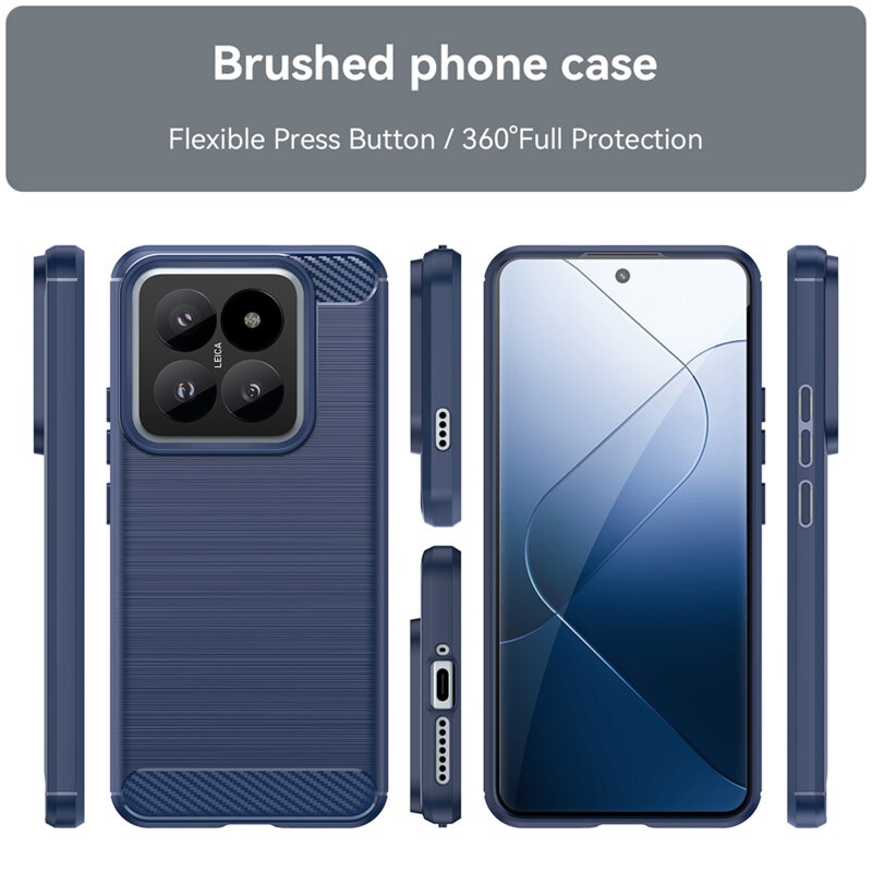 Husa pentru Xiaomi 15 din Silicon Premium, Slim, cu textura Fibra Carbon - Albastru - 1 | YEO