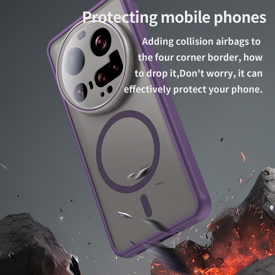 Husa pentru Xiaomi 15 Ultra, SKYDDAR INNOVATION, HaloFrost MagSafe II, Antisoc, set cu sticker, Mov - 3 | YEO