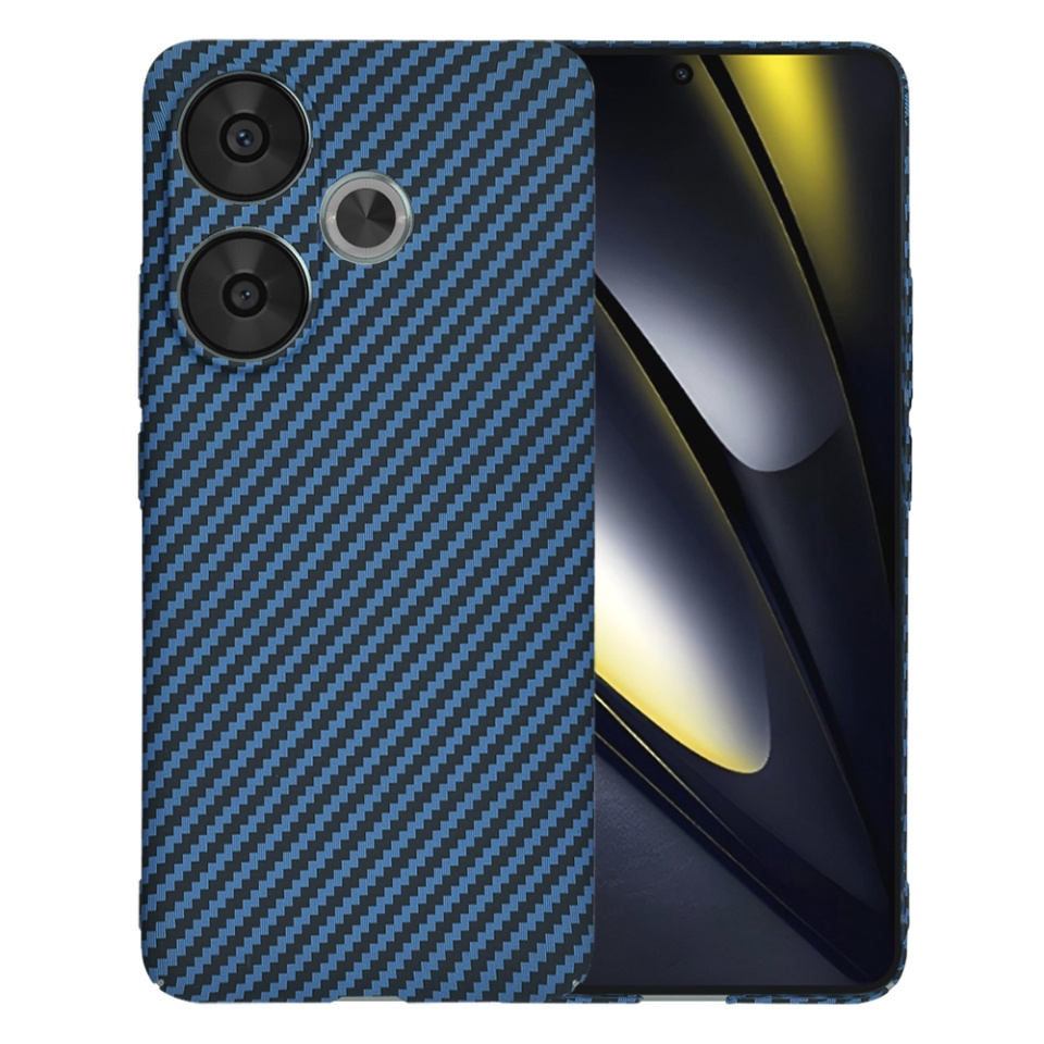 Husa pentru Xiaomi Poco F6, Finisaj Premium cu Textura de Carbon, Design Elegant, SKDR CarbonFlex - Cyan