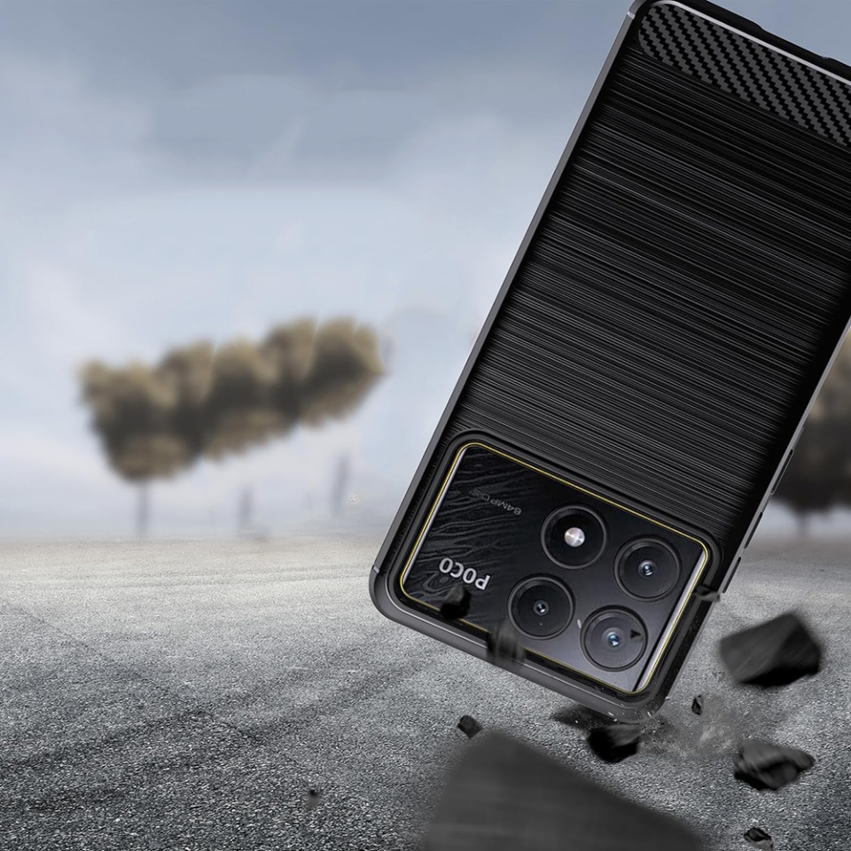 Husa pentru Xiaomi Poco F6 Pro din Silicon Premium, Slim, cu textura Fibra Carbon - Negru - 3 | YEO