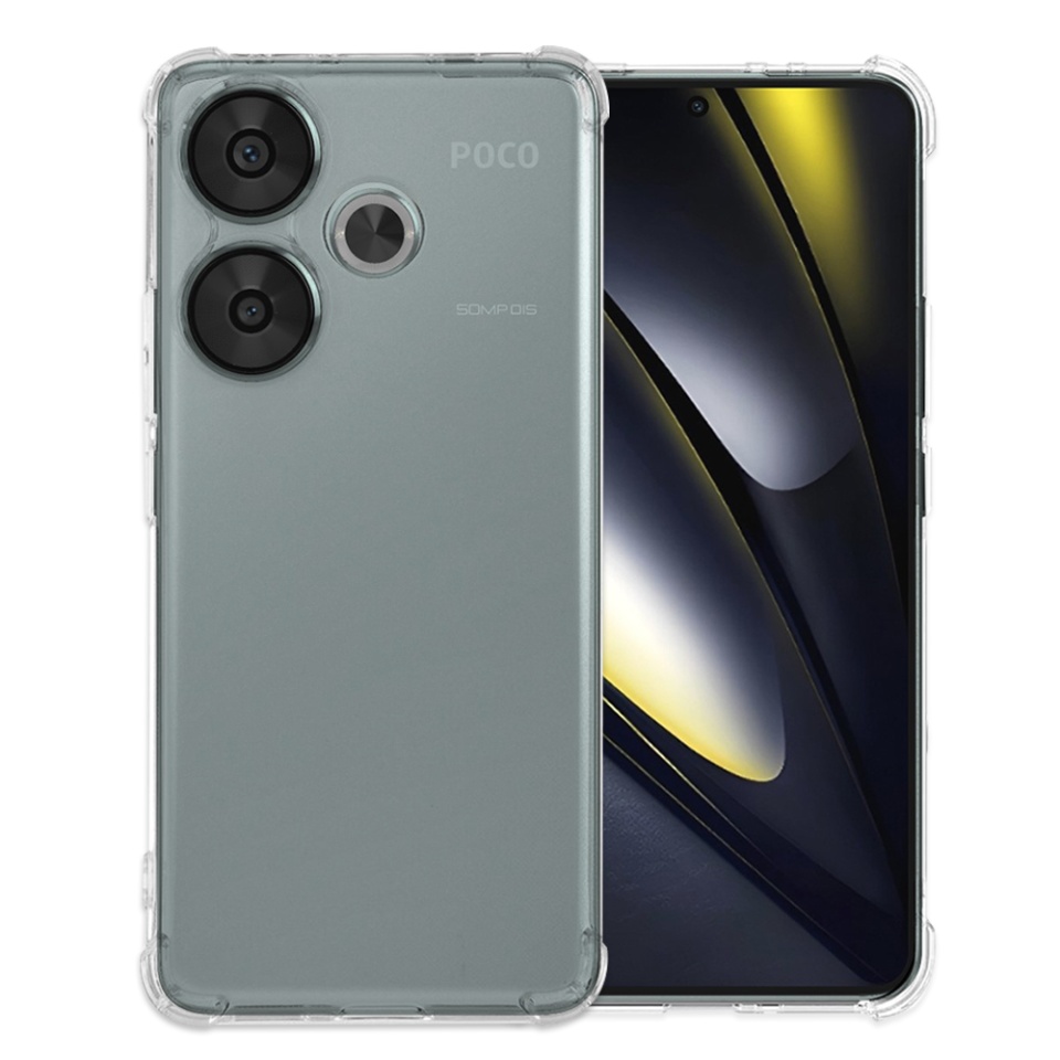 Husa pentru Xiaomi Poco F6 , SKYDDAR INNOVATION, Shockproof Clear din Silicon Slim, Transparenta, set cu sticker