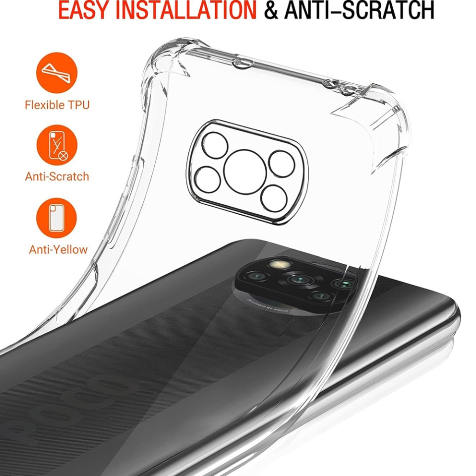 Husa pentru Xiaomi Poco X3 Pro / Poco X3 NFC / Poco X3 , SKYDDAR INNOVATION, Shockproof Clear din Silicon Slim, Transparenta, set cu sticker - 1 | YEO
