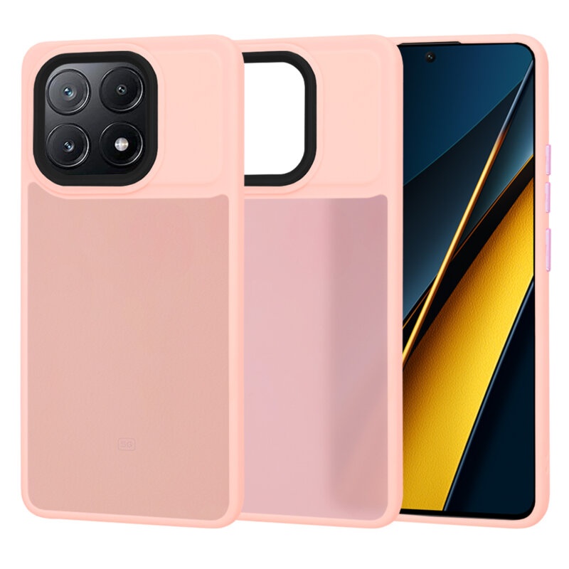 Husa pentru Xiaomi Poco X6 Pro, ce Absoarbe Cele mai Aspre Socuri, Skyddar Frosted - Roz
