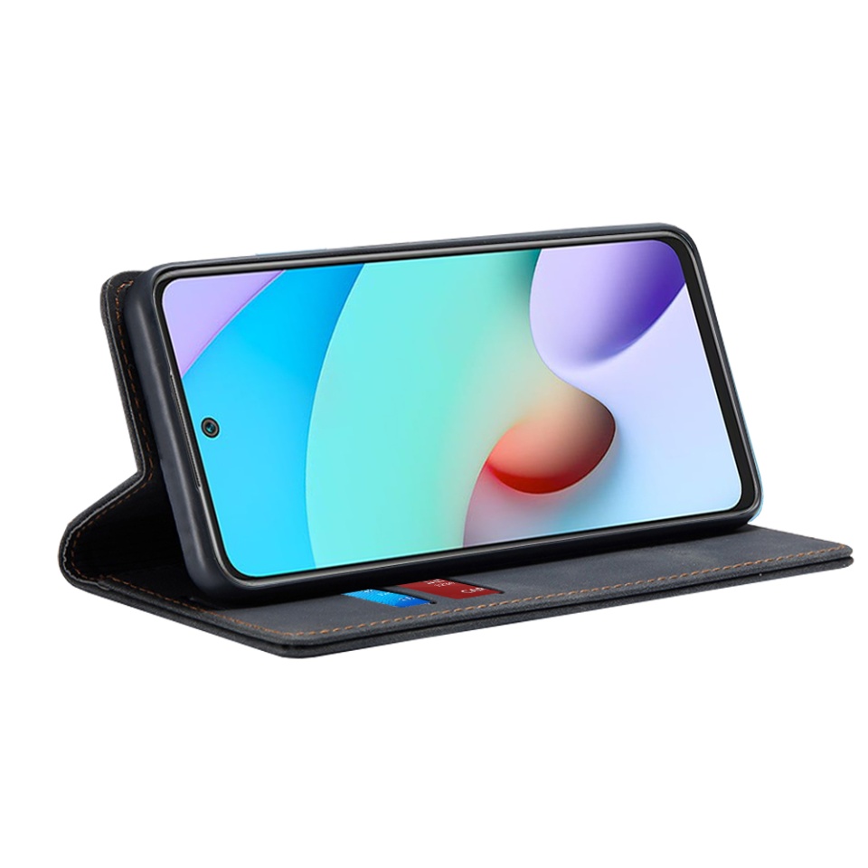 Husa pentru Xiaomi Redmi 10 / Redmi 10 2022, SKYDDAR INNOVATION, Soft Wallet, tip Carte din piele Eco Premium, cu Portofel Interior, Negru, set cu sticker - 1 | YEO