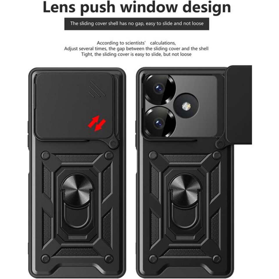 Husa pentru Xiaomi Redmi 13 / Poco M6 4G, SKYDDAR INNOVATION, CamShield, Inel magnetic, set cu sticker, Negru - 1 | YEO