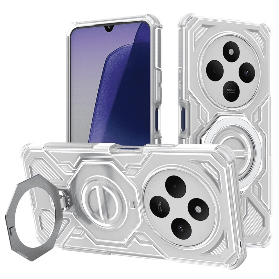 Husa pentru Xiaomi Redmi 14C / Poco C75, Antisoc, SKYDDAR INOVATION, Carbon Shield PRO, Magsafe, set cu sticker, Alb