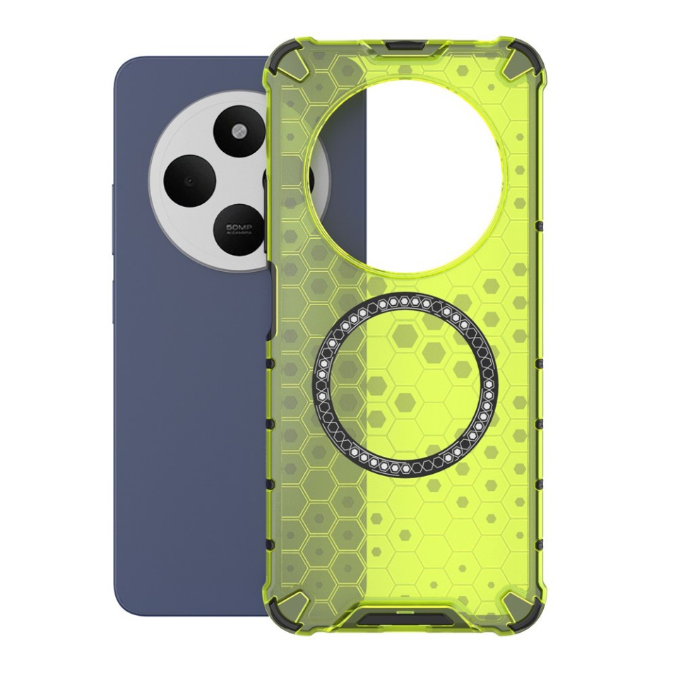 Husa pentru Xiaomi Redmi 14C / Poco C75, SKYDDAR INNOVATION, HoneyComb Shield MagSafe, Antisoc, set cu sticker, Verde - 1 | YEO