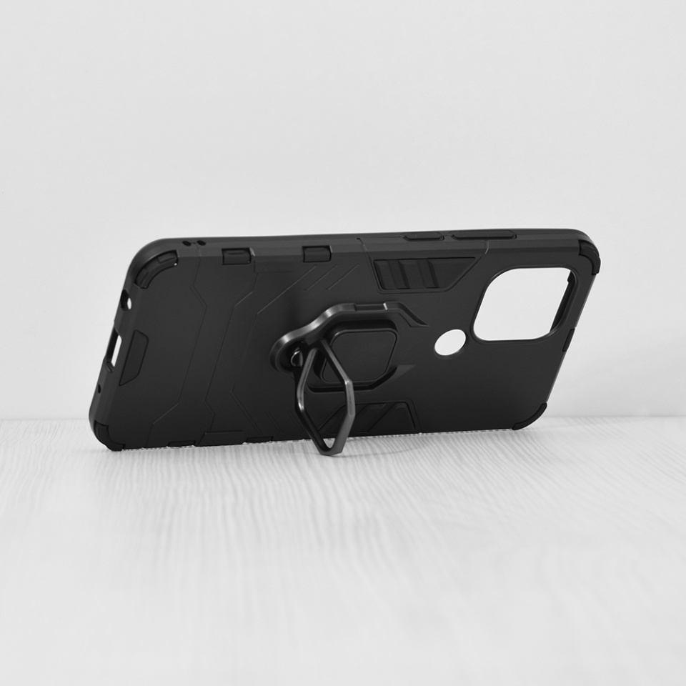 Husa pentru Xiaomi Redmi A1+ / Redmi A2+, SKYDDAR INNOVATION, Silicone Shield, cu Inel Magnetic, Antisoc, set cu sticker, Negru - 1 | YEO