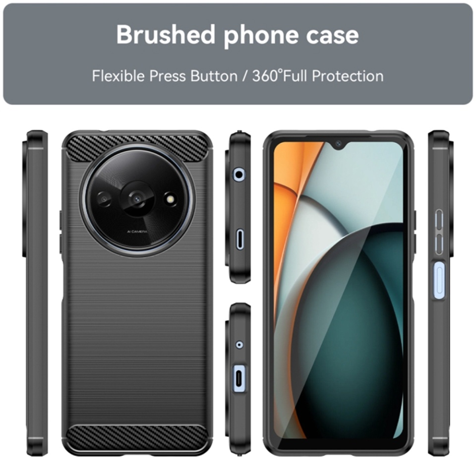 Husa pentru Xiaomi Redmi A3 / Redmi A3x, SKYDDAR INNOVATION, Carbon Silicone, din Silicon Slim, cu textura Fibra Carbon, set cu sticker, Negru - 1 | YEO
