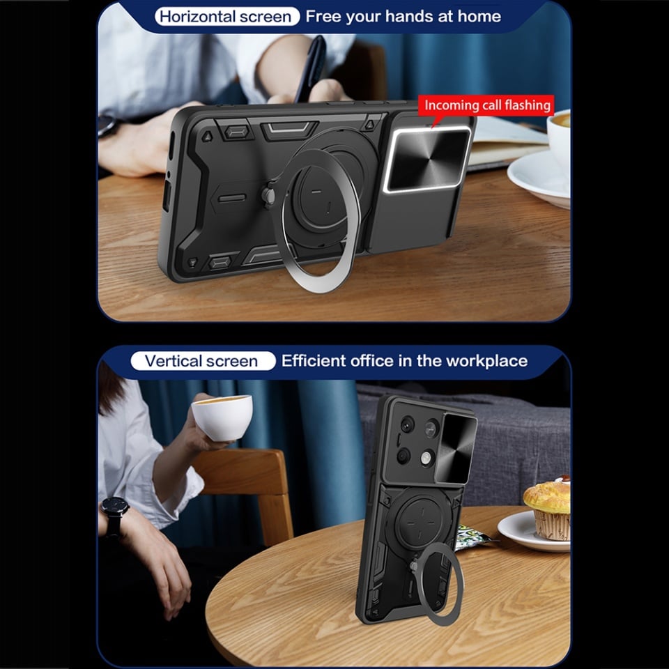 Husa pentru Xiaomi Redmi Note 13 4G, SKYDDAR INNOVATION, CamGuard Pro, Inel Magnetic, Protectie Camera, set cu sticker, Roz auriu - 3 | YEO