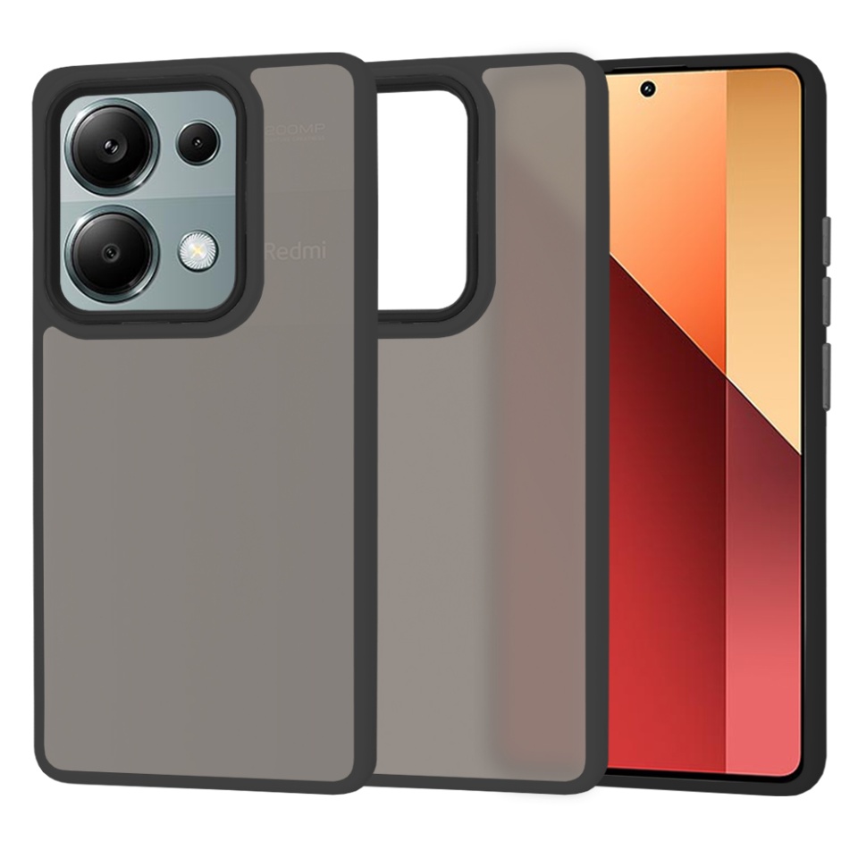 Husa pentru Xiaomi Redmi Note 13 Pro 4G / Poco M6 Pro 4G, ce Absoarbe Cele mai Aspre Socuri, Skyddar Frosted - Negru