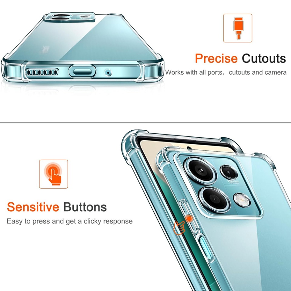 Husa pentru Xiaomi Redmi Note 13 Pro 4G / Poco M6 Pro 4G , SKYDDAR INNOVATION, Shockproof Clear din Silicon Slim, Transparenta, set cu sticker - 3 | YEO