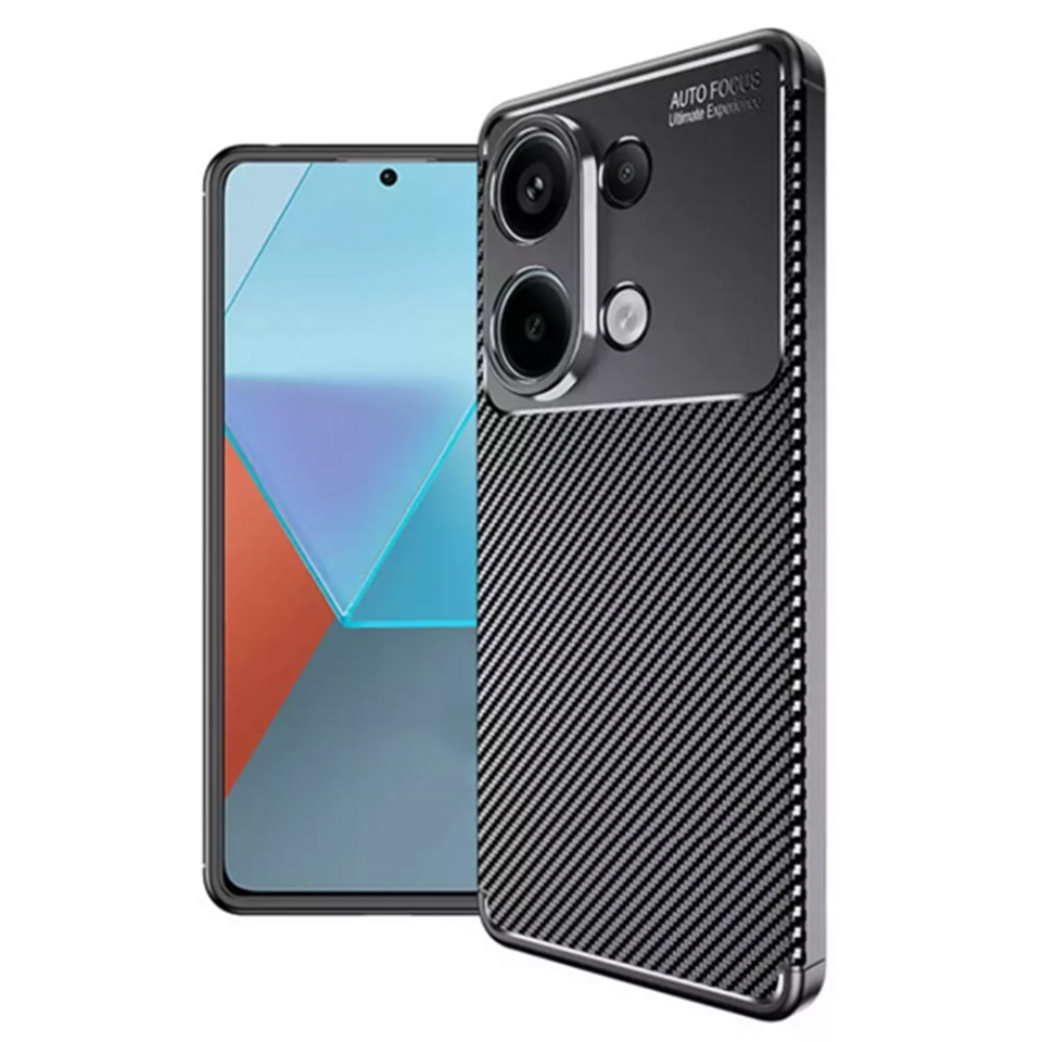 Husa pentru Xiaomi Redmi Note 13 Pro 4G / Poco M6 Pro 4G, SKYDDAR INNOVATION, CarbonFiber, Antisoc, Negru, set cu sticker