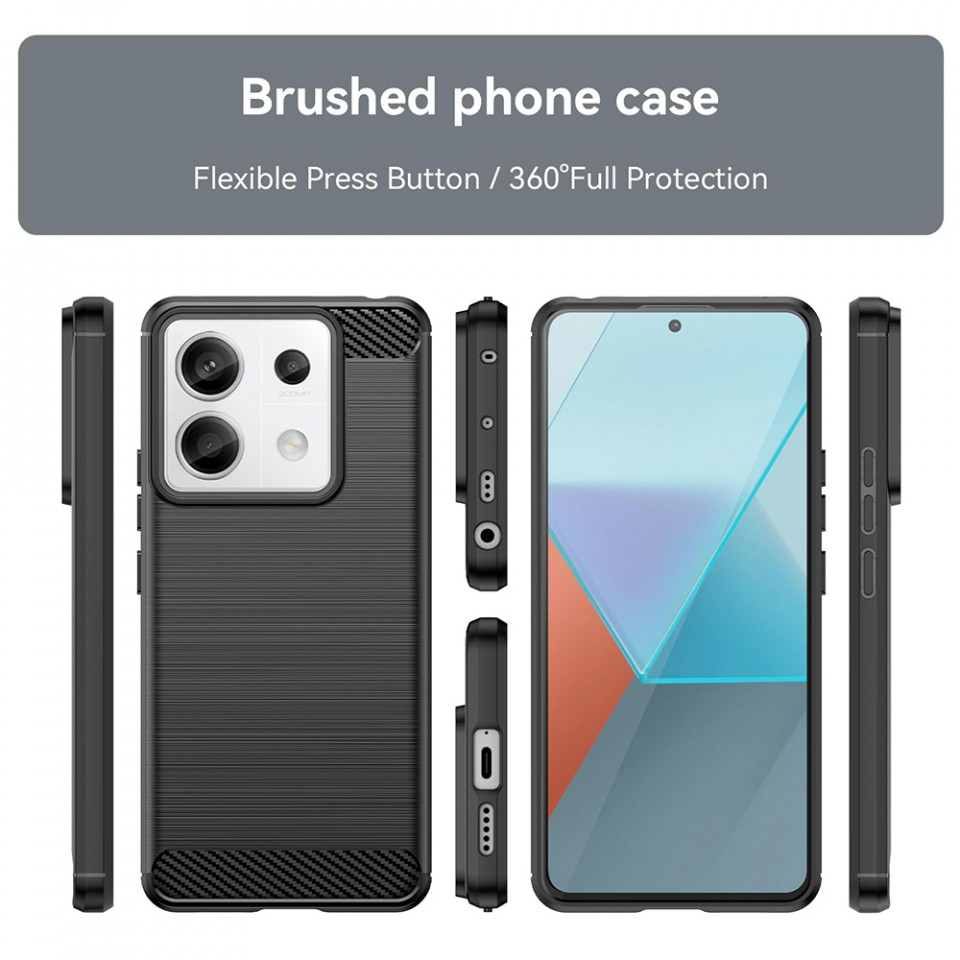 Husa pentru Xiaomi Redmi Note 13 Pro 5G Carbon Silicon Skyddar, Anti-Amprente - Negru - 2 | YEO