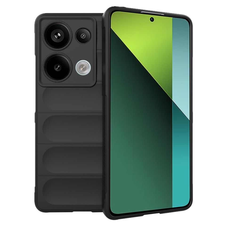 Husa pentru Xiaomi Redmi Note 13 Pro 5G / Poco X6, SKYDDAR INNOVATION, Magic Shield, din Silicon Mat, set cu sticker, Negru