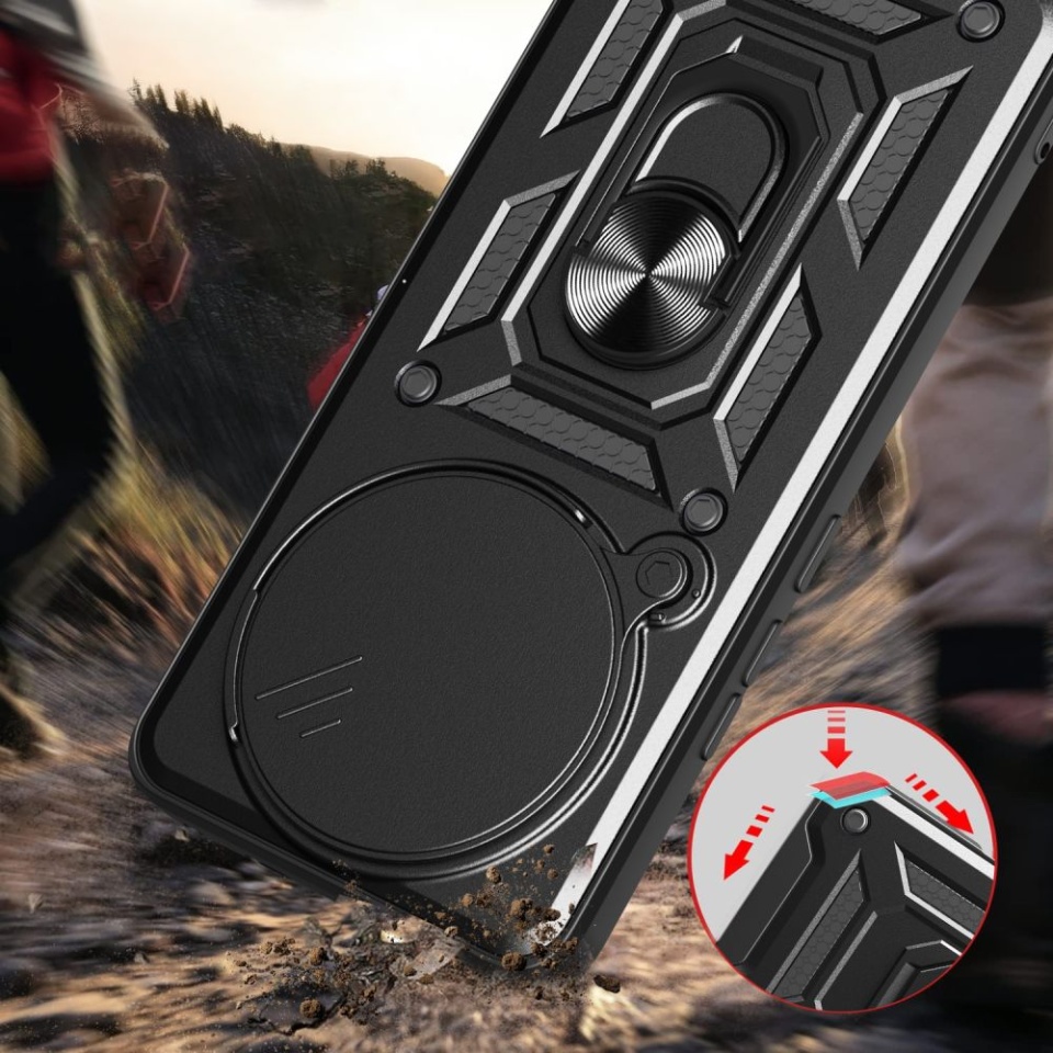 Husa pentru Xiaomi Redmi Note 14 Pro 4G / Poco F7 cu inel magnetic si protectie camera CamShield - Negru - 3 | YEO