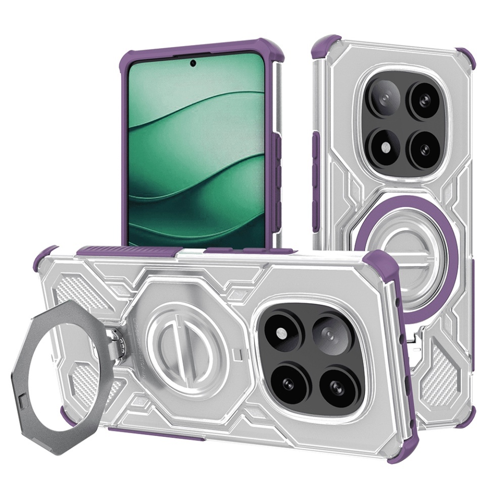 Husa pentru Xiaomi Redmi Note 14 Pro+ 5G, Antisoc, SKYDDAR INOVATION, Carbon Shield PRO, Magsafe, set cu sticker, Mov