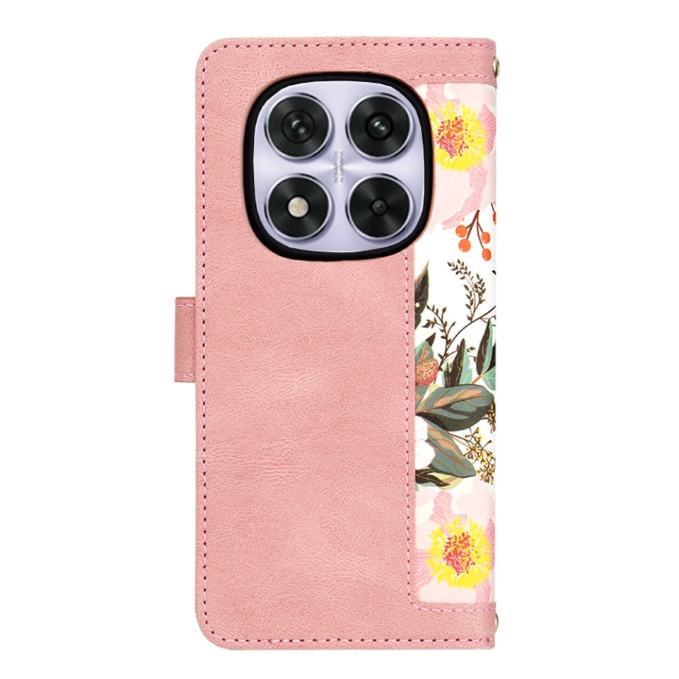 Husa pentru Xiaomi Redmi Note 14 Pro 5G / Poco X7, SKYDDAR INNOVATION, Flipcraft din Piele Ecologică, Stand Integrat, Buzunare pentru Carduri, set cu sticker, Roz - 2 | YEO