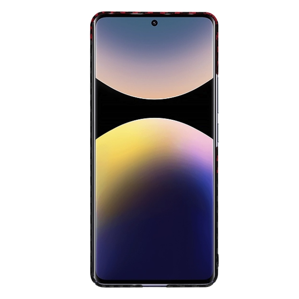 Husa pentru Xiaomi Redmi Note 14 Pro 5G / Poco X7, SKYDDAR INNOVATION, textura carbon, Carbonite FiberShell, set cu sticker, Rosu inchis, - 1 | YEO