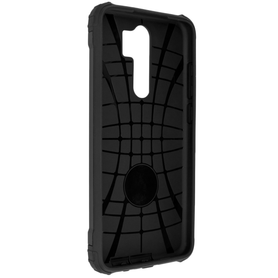 Husa pentru Xiaomi Redmi Note 8 Pro, SKYDDAR INNOVATION, Hybrid Armor, din Plastic Dur, Margini Cauciucate, Antisoc, set cu sticker, Negru - 3 | YEO