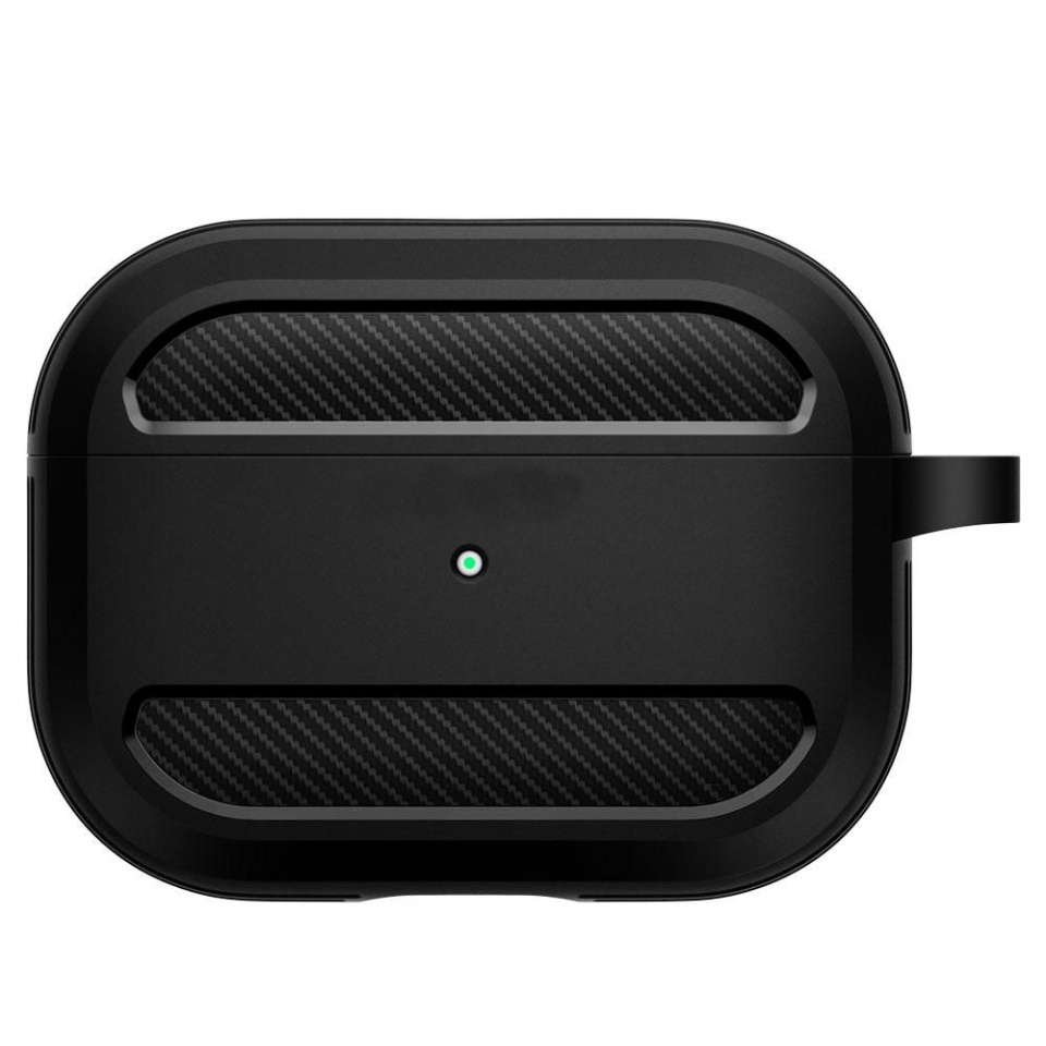 Husa Protectie pentru AirPods Pro 1 / AirPods Pro 2, din Fibra de Carbon Silicon, cu Breloc Carabina, Incarcare Wireless, EarSafe - Gri - 3 | YEO