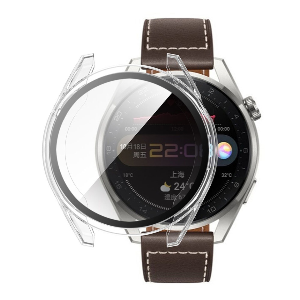 Husa protectie Smartwatch Huawei Watch 3 Pro, SKYDDAR INNOVATION, Defense360 Pro + Screen Protector, AntiSoc, set cu sticker, Transparenta