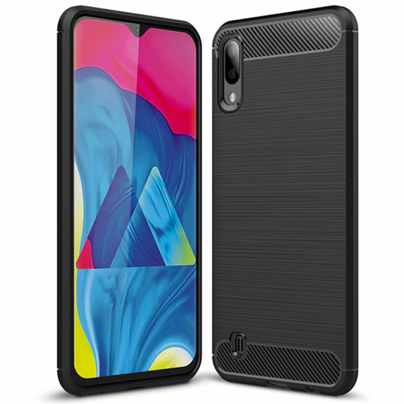 Husa Samsung Galaxy A10 / M10 din silicon, Slim, cu textura Fibra Carbon - Negru