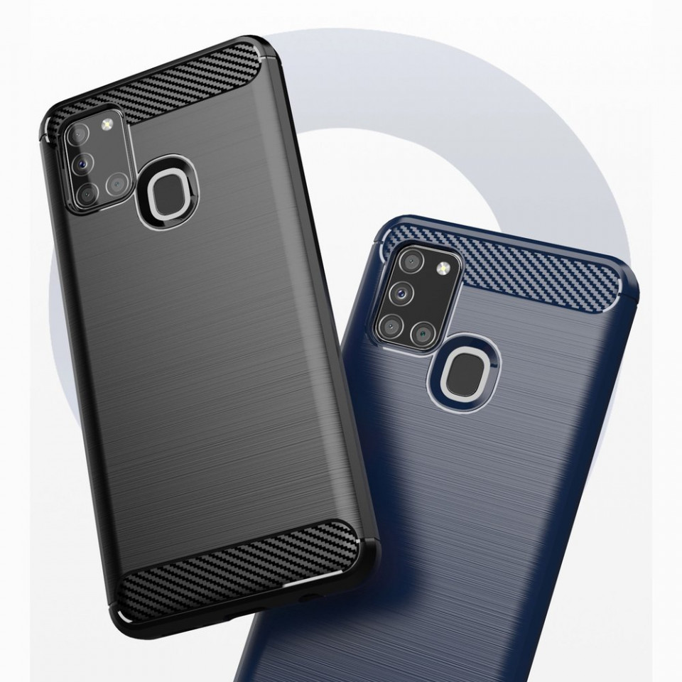 Husa Samsung Galaxy A21s din silicon, Slim, cu textura Fibra Carbon - Negru - 3 | YEO