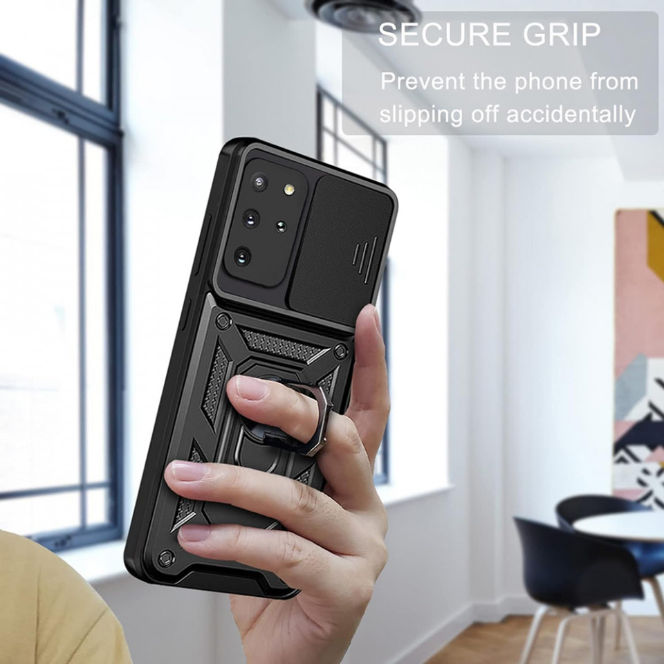Husa Samsung Galaxy S20 Plus cu inel magnetic, Techsuit CamShield - Negru - 2 | YEO