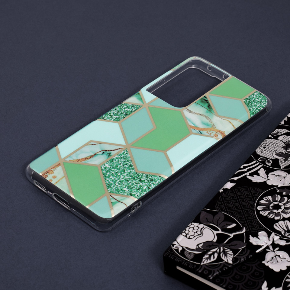Husa Samsung Galaxy S21 Ultra Marble Series, Techsuit - Green Hex - 3 | YEO