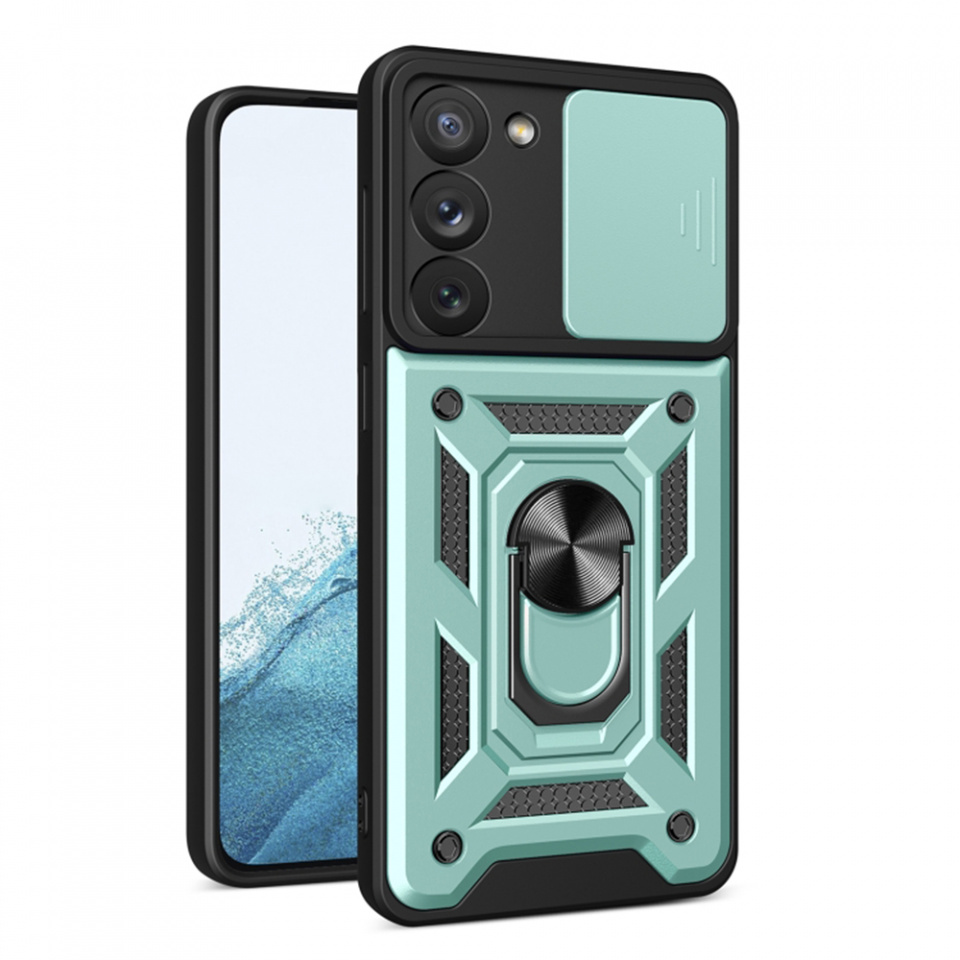 Husa Samsung Galaxy S23 cu inel magnetic si protectie camera Skyddar CamShield - Mint