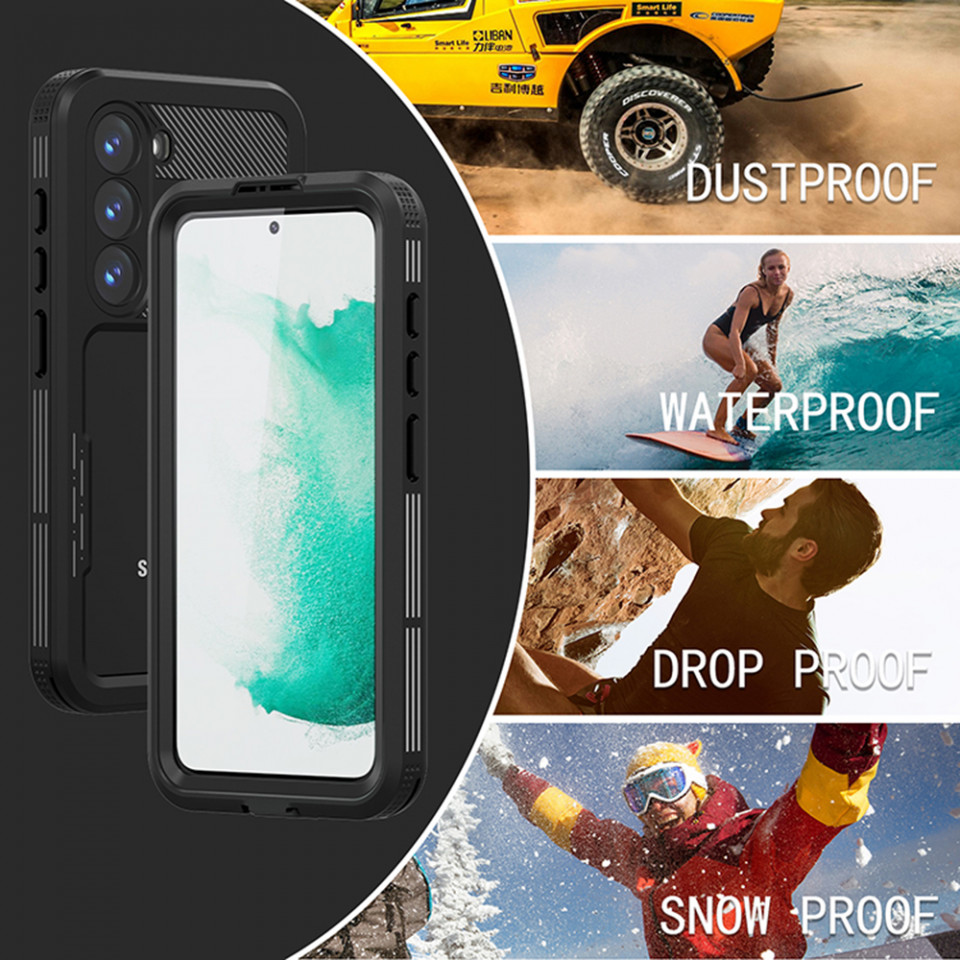Husa Samsung Galaxy S23 rezistenta la apa, Waterproof IP68, ShellBox - Negru - 2 | YEO